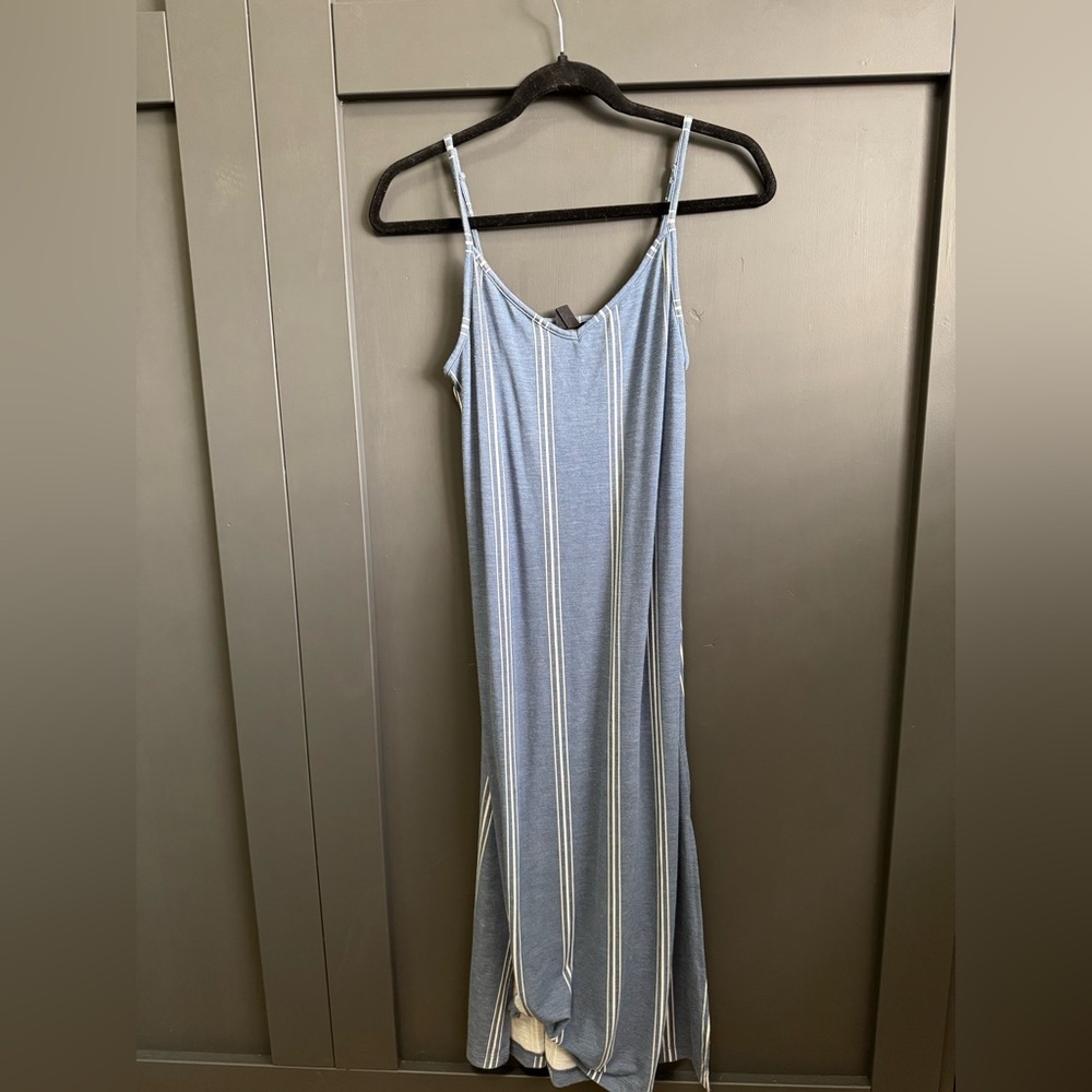 Roxy Blue and White Striped Midi Dress